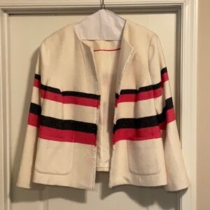Cream Jacket with Salmon and Navy Stripes
